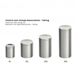 Lixeira Swing Inox Acabamento Polido e Tampa Basculante 30 Litros - Tramontina